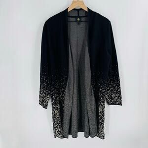 JM Collection Black Gold Ombre Open Front Cardigan Sweater 2X Dressy Holiday Top